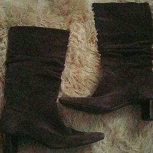 Brown suede boots